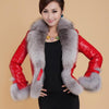 Elysia Luxe Jacket with Fox Fur Collar Detail.